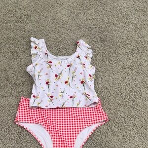 Floral Ruffle Top and Gingham Bottom Set